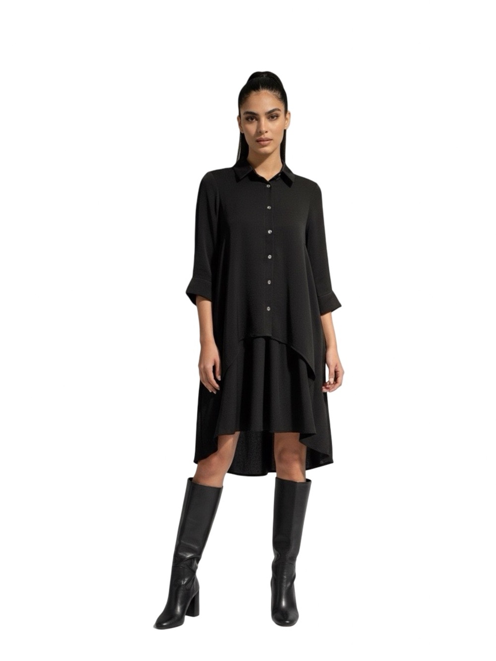 Patrizia Luca Pleated Back Maxi Dress | Black | Small
